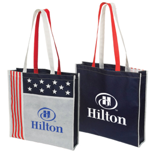 NW7025-NON WOVEN USA TOTE-Red White and Blue